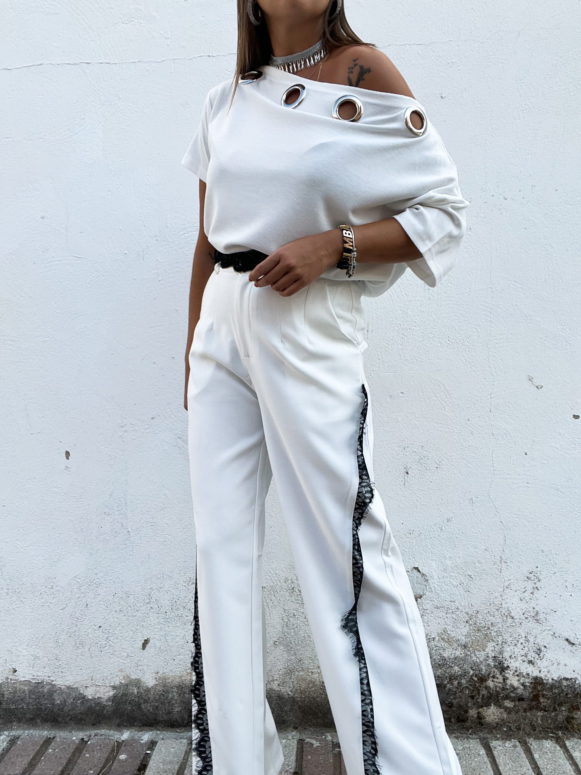 Pantalón MASERA blanco encaje
