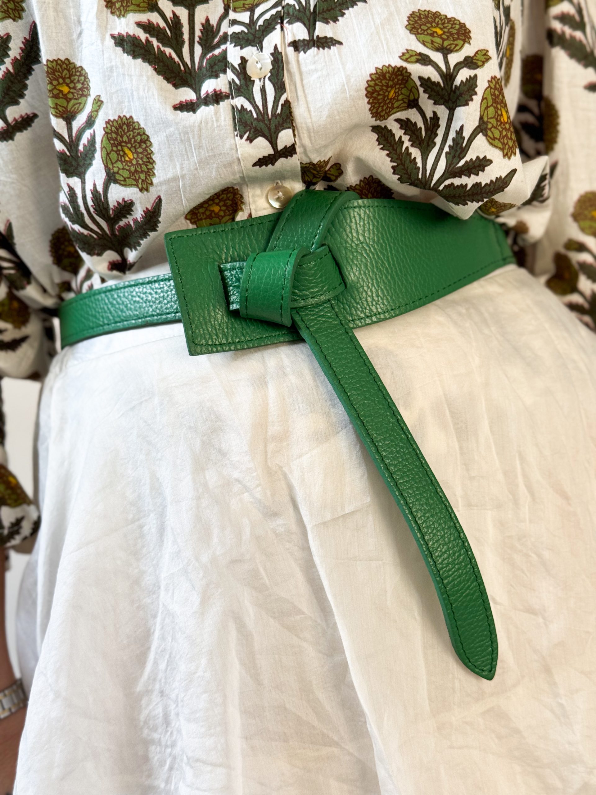 Cinturón piel fajín verde